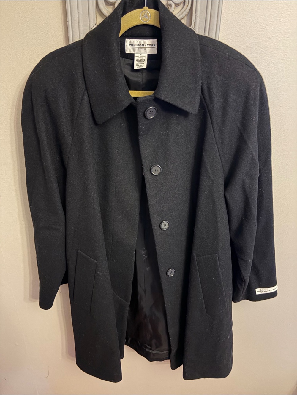 Preston & York Black Wool-Blend Pea Coat
